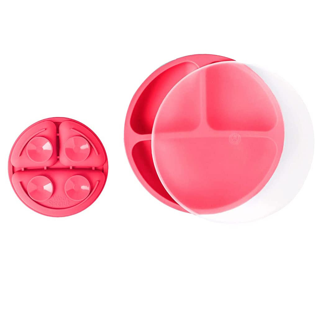 SNOWIE SOFT Baby Suction Plates for Baby Feeding with Lid and 4 Strong Suction Cups, Silicone Toddler Plates with Deep Divided for Kids to Feed Themselves, Dish Washer & Micro-Wave Oven Safe SNOWIE SOFT Baby Suction Plates for Baby Feeding with Lid and 4 Strong Suction Cups, Silicone Toddler Plates with Deep Divided for Kids to Feed Themselves, Dish Washer & Micro-Wave Oven Safe